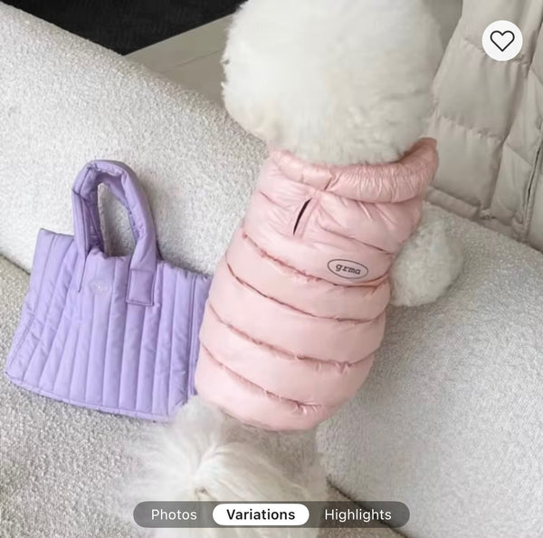 Pale Pink Puffer Jacket-Luxe Winter Pet Apparel