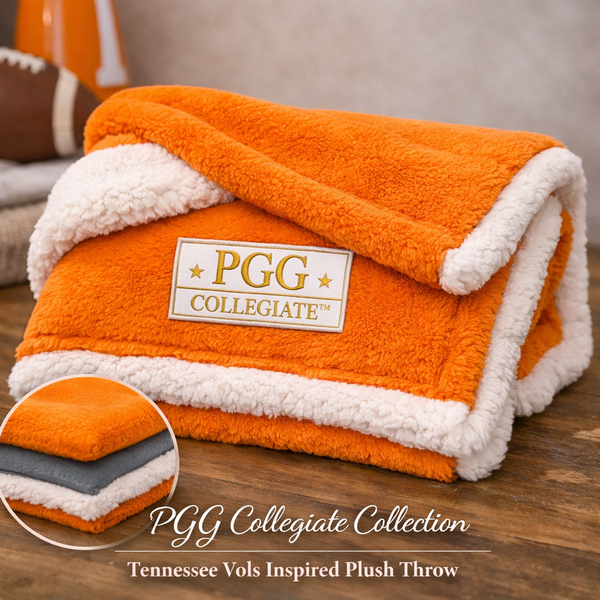 PGG Collegiate Collection- TN VOLS Inspired Orange & White Minky & Sherpa Pet Throw