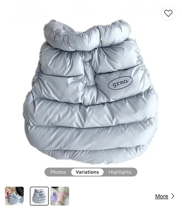Light Grey or Silver Puffer Jacket- Luxe Winter Apparel