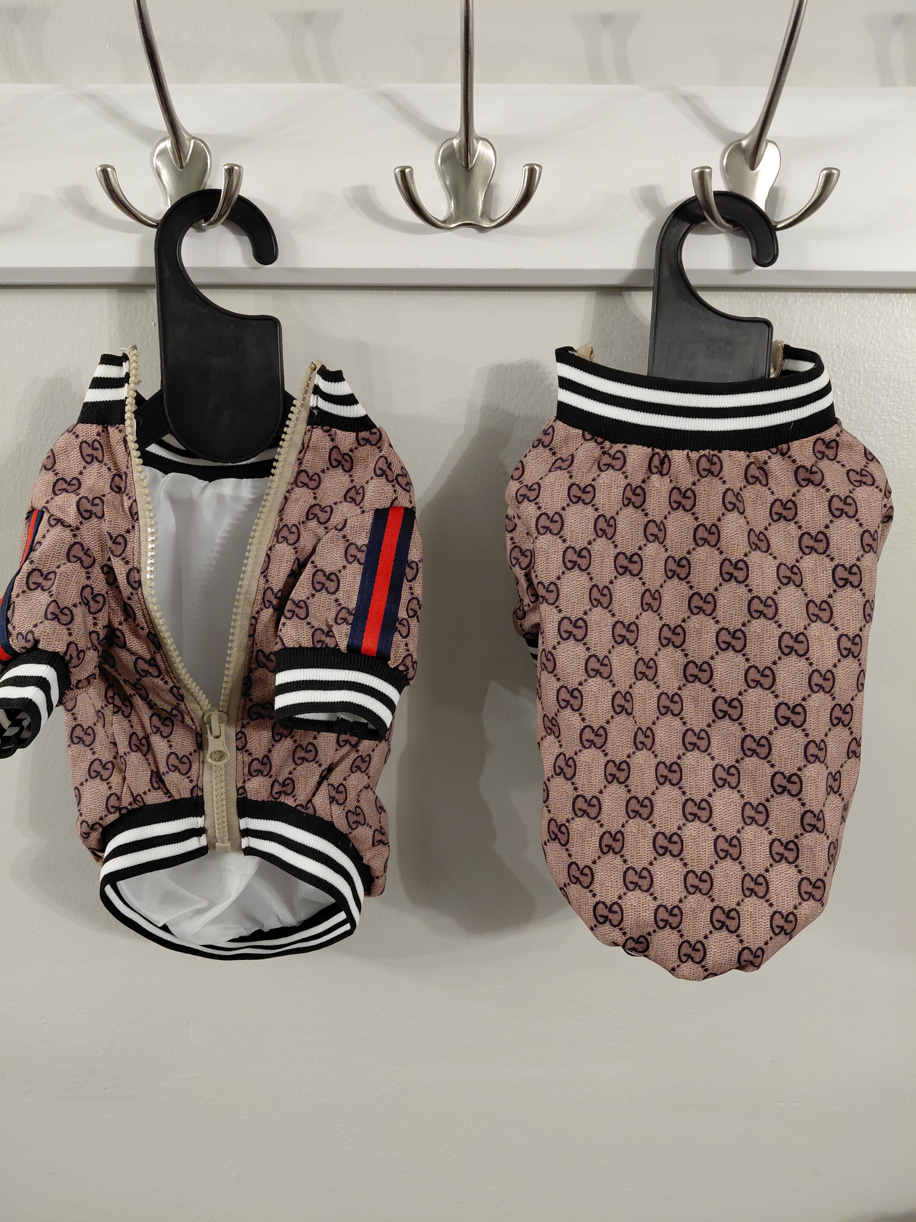 Designer-Inspired Stripe & Signature Zip-up Jacket