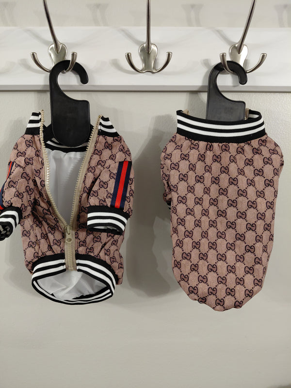 Designer-Inspired Stripe & Signature Zip-up Jacket