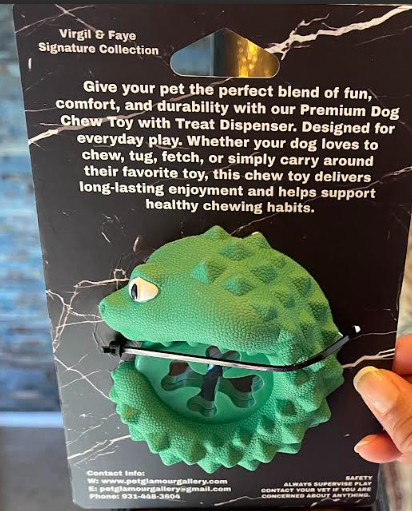 Treat Dispenser Dog Chew Toy- Virgil & Faye Signature Line